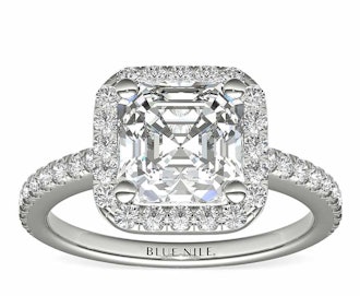 Asscher Cut Halo Diamond Engagement Ring