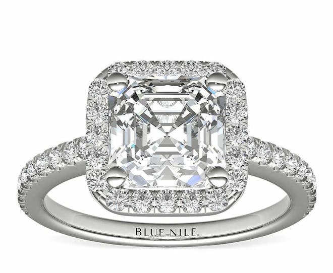 Asscher Cut Halo Diamond Engagement Ring