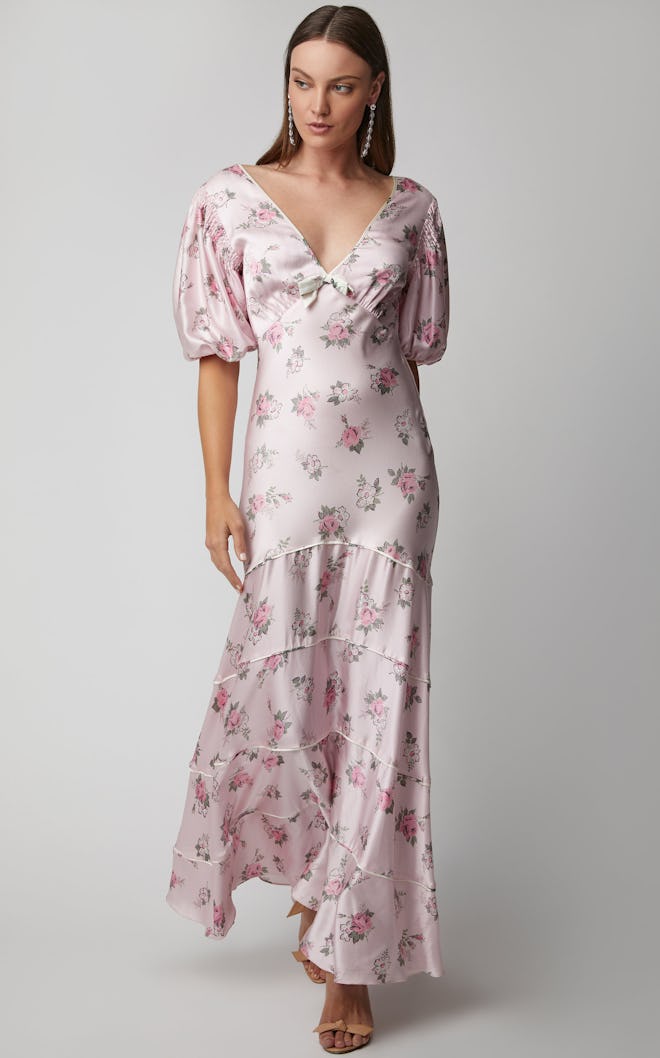  Lilia Cutout Floral Silk Maxi