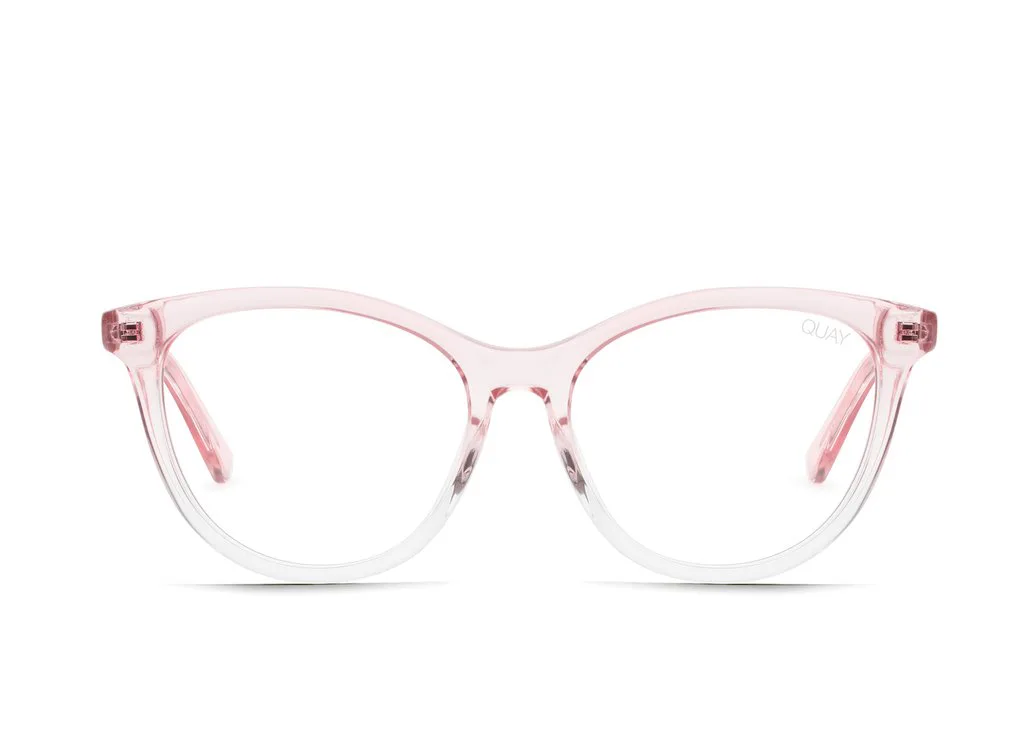 QUAY // ltd ed chrissy teigen collab chain pink brown rimless round sunglasses Shop Chrissy Teigen main image 2