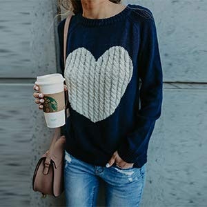 shermie Heart Pullover Sweater