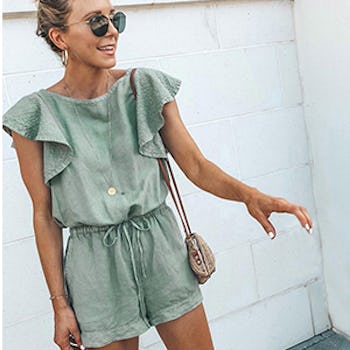 Angashion Casual Ruffle Romper