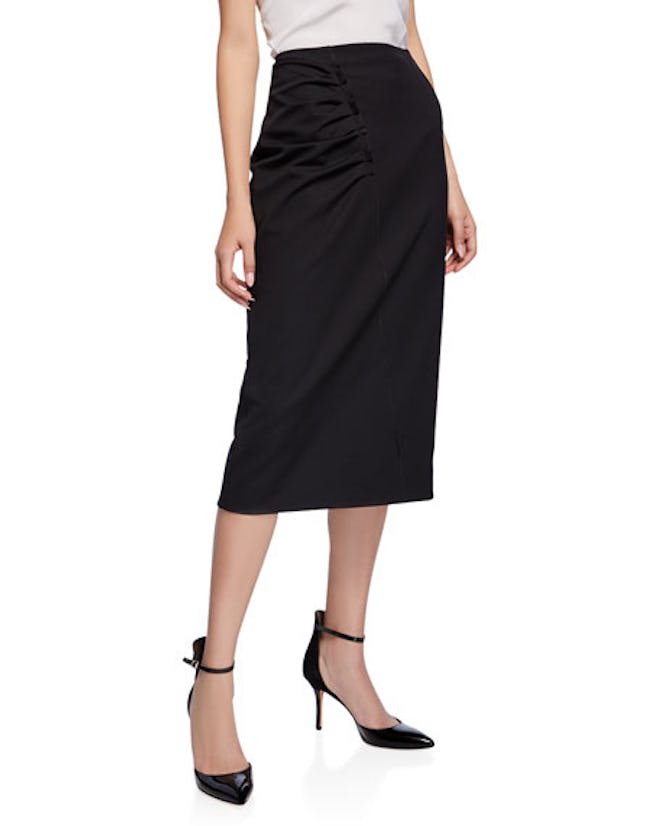 Ruched Stretch Suiting Skirt