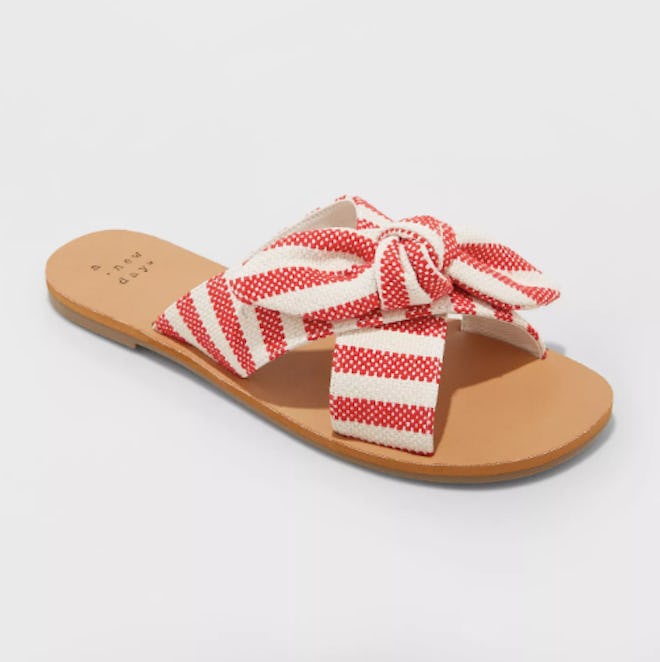 A New Day Women's Livia Striped Knotted Bow Slide Sandals