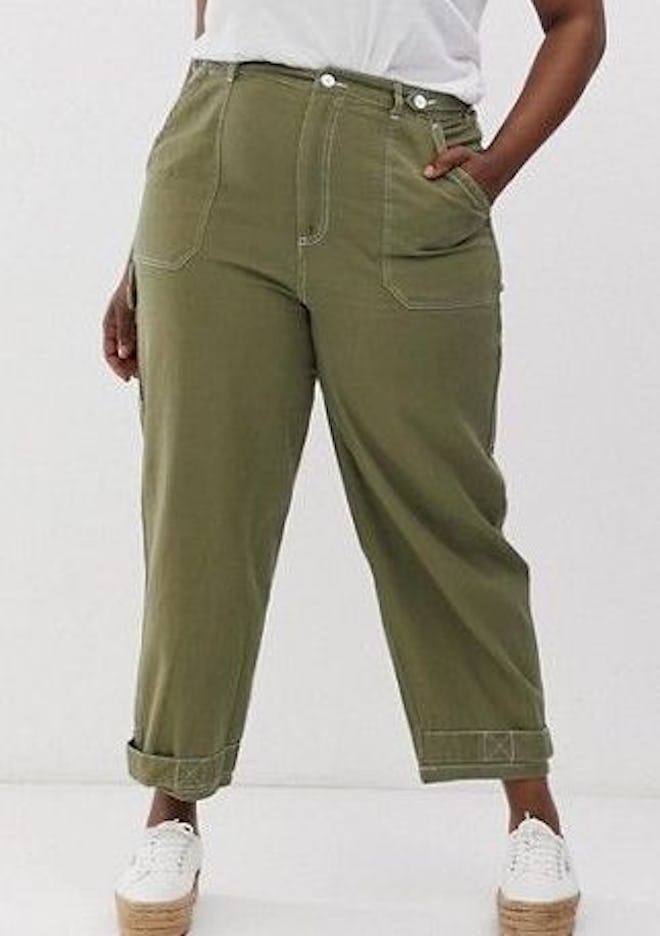 Utility Pants With Top Stitching And Tab Detail