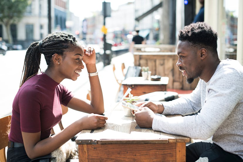 Two people who are each other's type on a date 