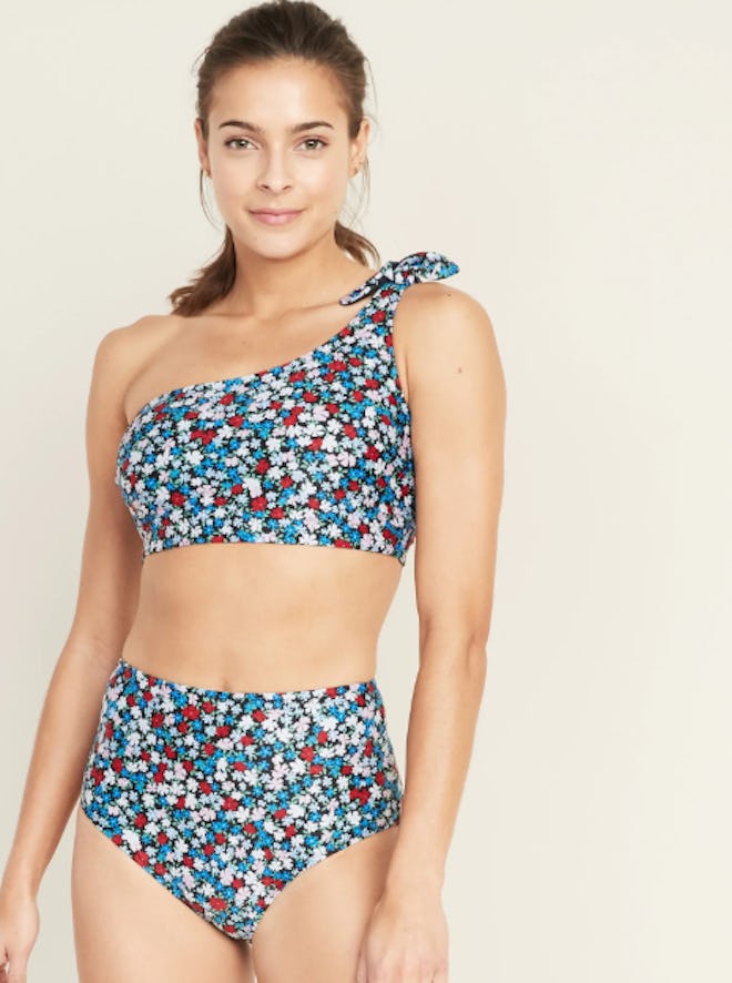Knotted One-Shoulder Swim Top