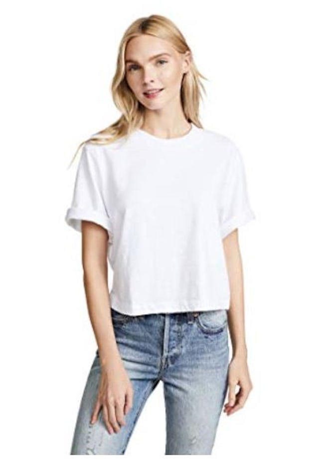 This cropped white t-shirt offers a chic oversize style that's wearable every day.  