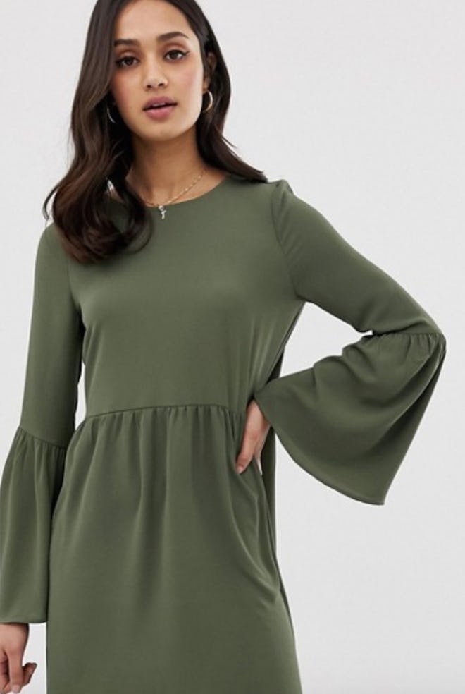 ASOS DESIGN Fluted Sleeve Smock Mini Dress