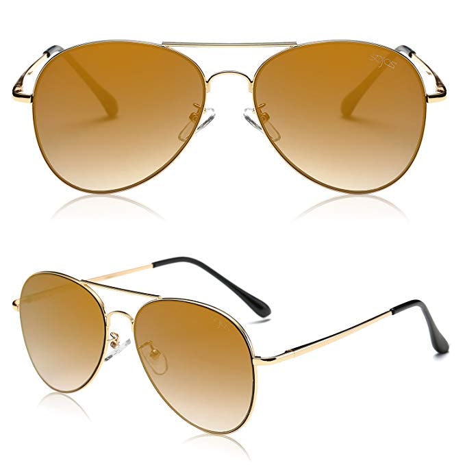 SOJOS Classic Aviator Mirrored Flat Lens Sunglasses