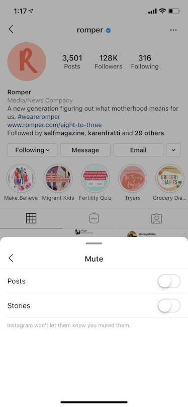 Instagram allows users to mute stories and posts. 