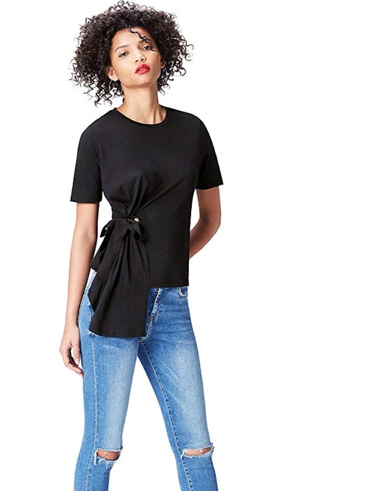 find. Women's Eyelet Side Tie Crew Neck Top