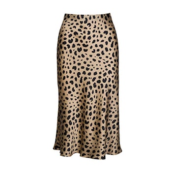 Pajamasea High Waist Leopard Midi Skirt