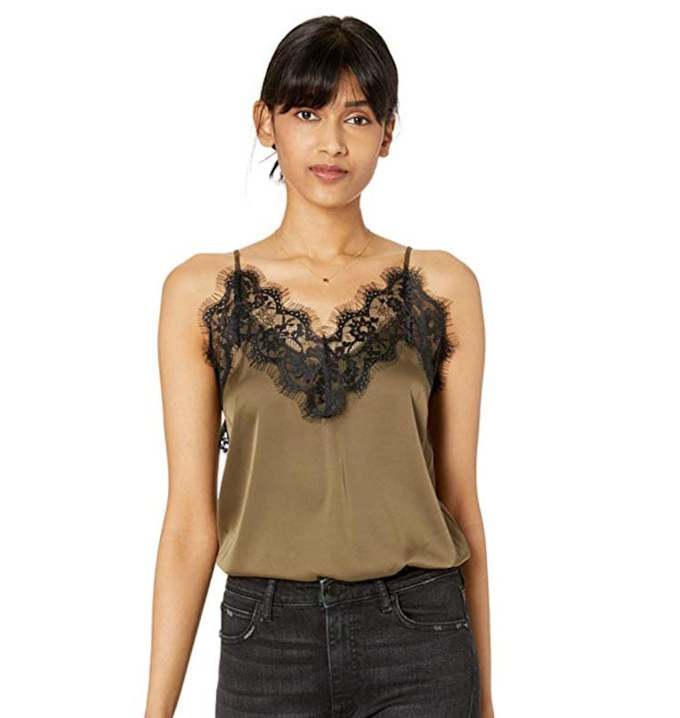 The Drop Women's Natalie V-Neck Lace Trimmed Camisole Tank Top