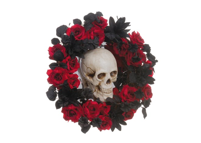 23" Skull, Rose & Lily Wreath