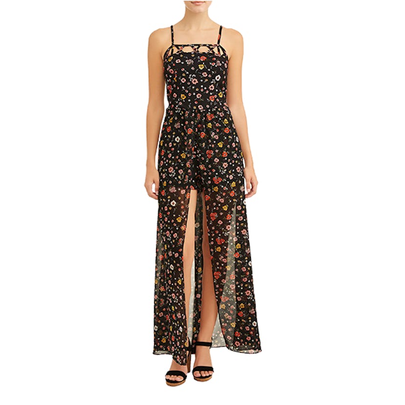 No Boundaries Juniors' lattice detail walk through dress