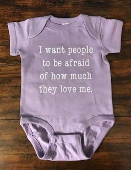 I Want People to Be Afraid of How Much They Love Me Office TV Show Michael Scott Baby Bodysuit