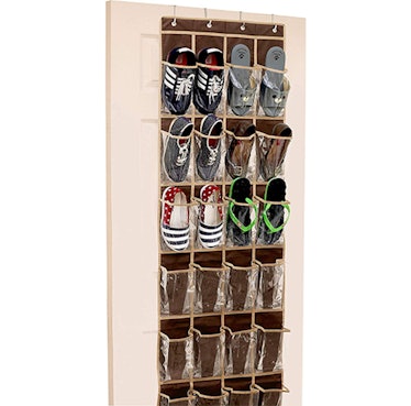 SimpleHouseware Crystal Clear Over The Door Hanging Shoe Organizer