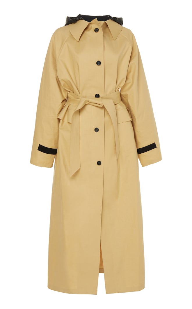 Hooded And Belted Cotton Trench Coat