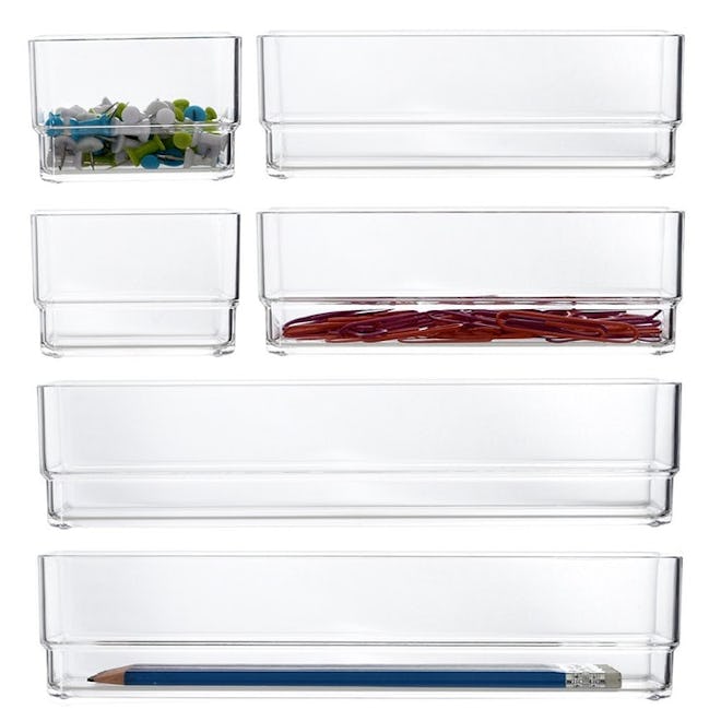 STORi Clear Plastic Vanity and Desk Drawer Organizers (6-Piece Set)