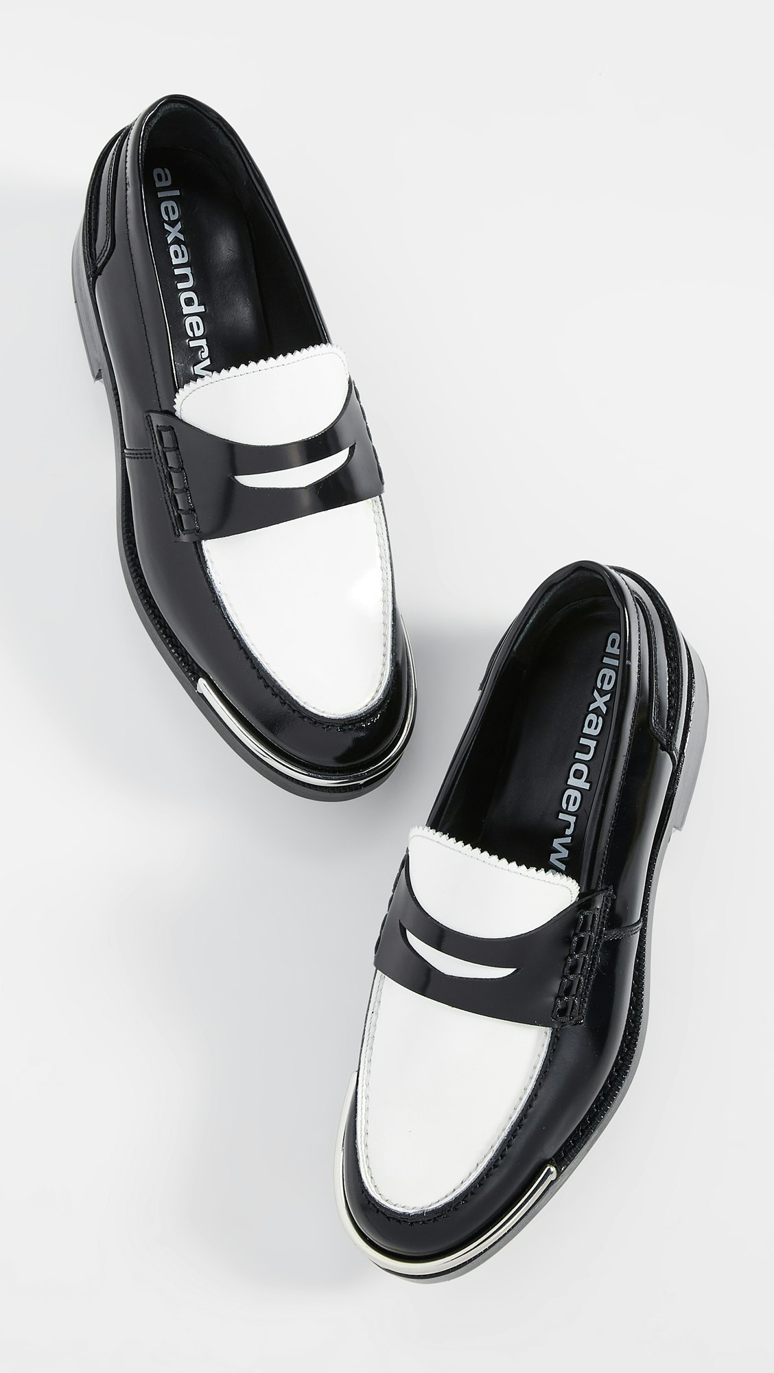black loafers with white sole