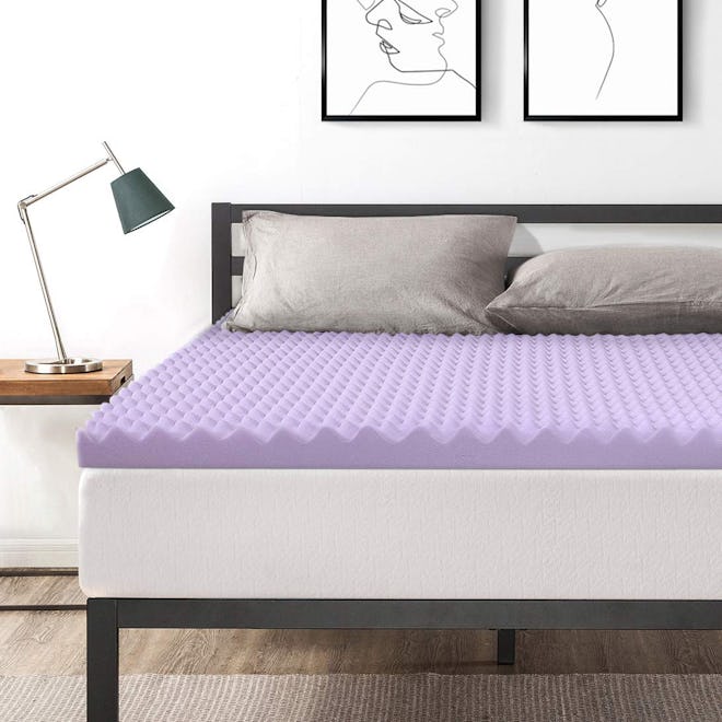 Best Price Mattress 3-Inch Egg Crate Memory Foam Bed Topper, Lavender