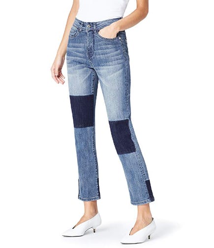 find. Women's Straight Leg High Rise Contrast Jeans