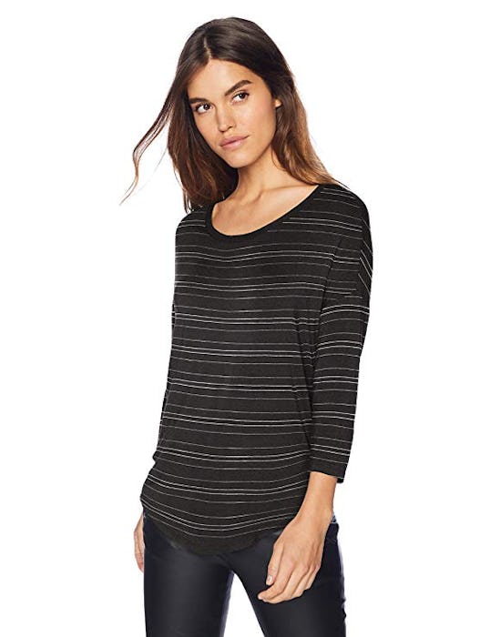 Daily Ritual Women's Jersey Rib-Trim Drop-Shoulder Scoop-Neck Shirt