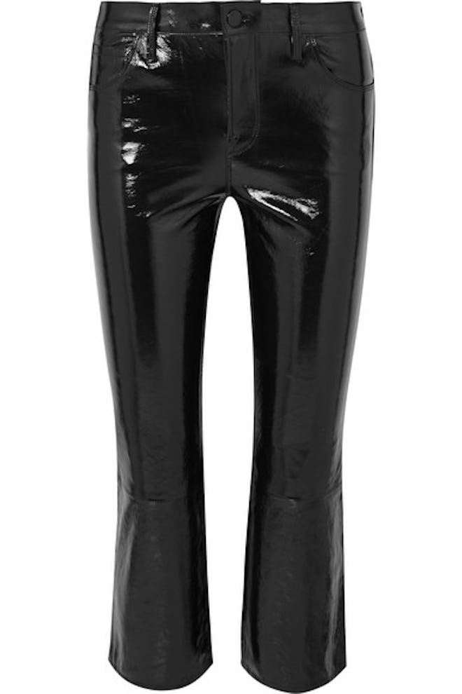 J Brand Selena Cropped Glossed-Leather Bootcut Pants