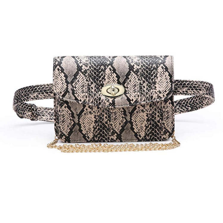 Small PU Leather Elegant Fanny Pack Belt Bag Purse Snakeskin Pattern