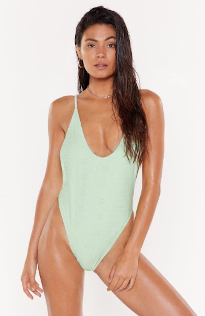 Lost at Sea Broderie High-Leg Swimsuit