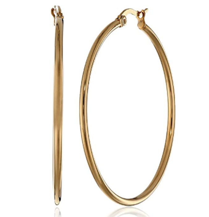 Amazon Essentials Plated Stainless Steel Rounded Tube Hoop Earrings