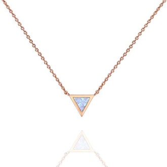 PAVOI 14K Gold Plated Round Created Opal Necklace