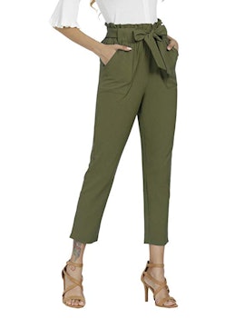 Freeprance Women's Pants Casual Trouser Paper Bag Pants