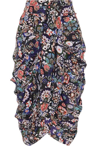 Isabel Marant Betina ruched floral-print stretch-silk crepe de chine skirt