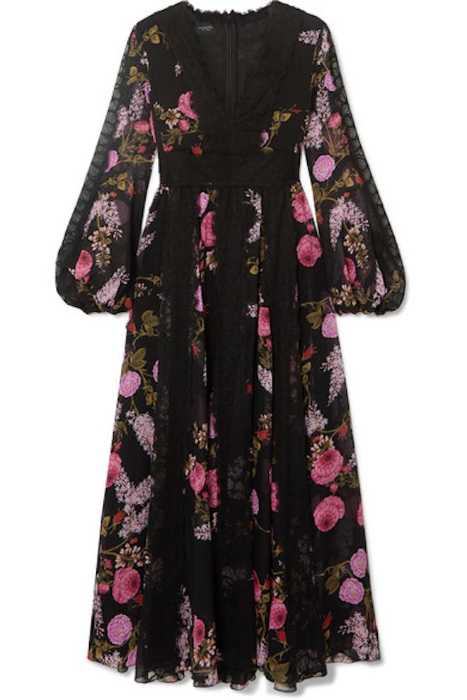 Giambattista Valli Lace-trimmed floral-print silk-georgette midi dress