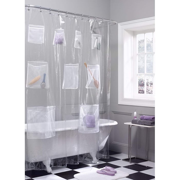 Maytex Quick Dry Mesh Pockets Shower Curtain