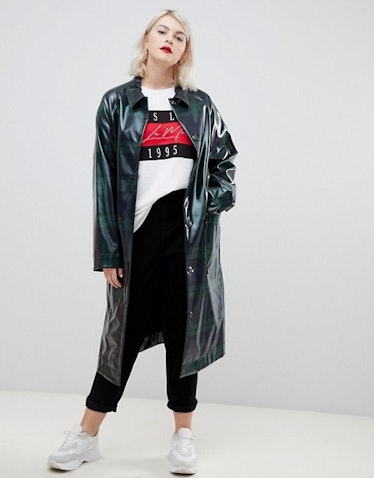 ASOS DESIGN Curve plaid high shine mac