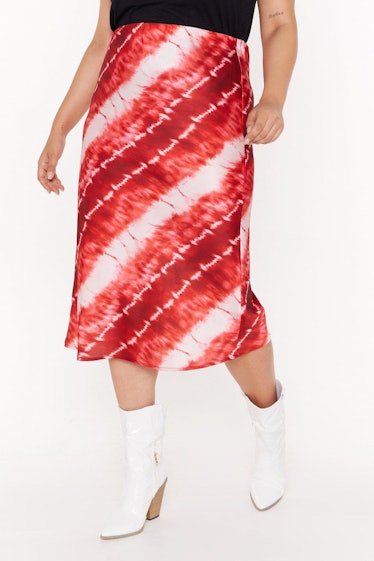 Blurred Lines Plus Tie Dye Midi Skirt