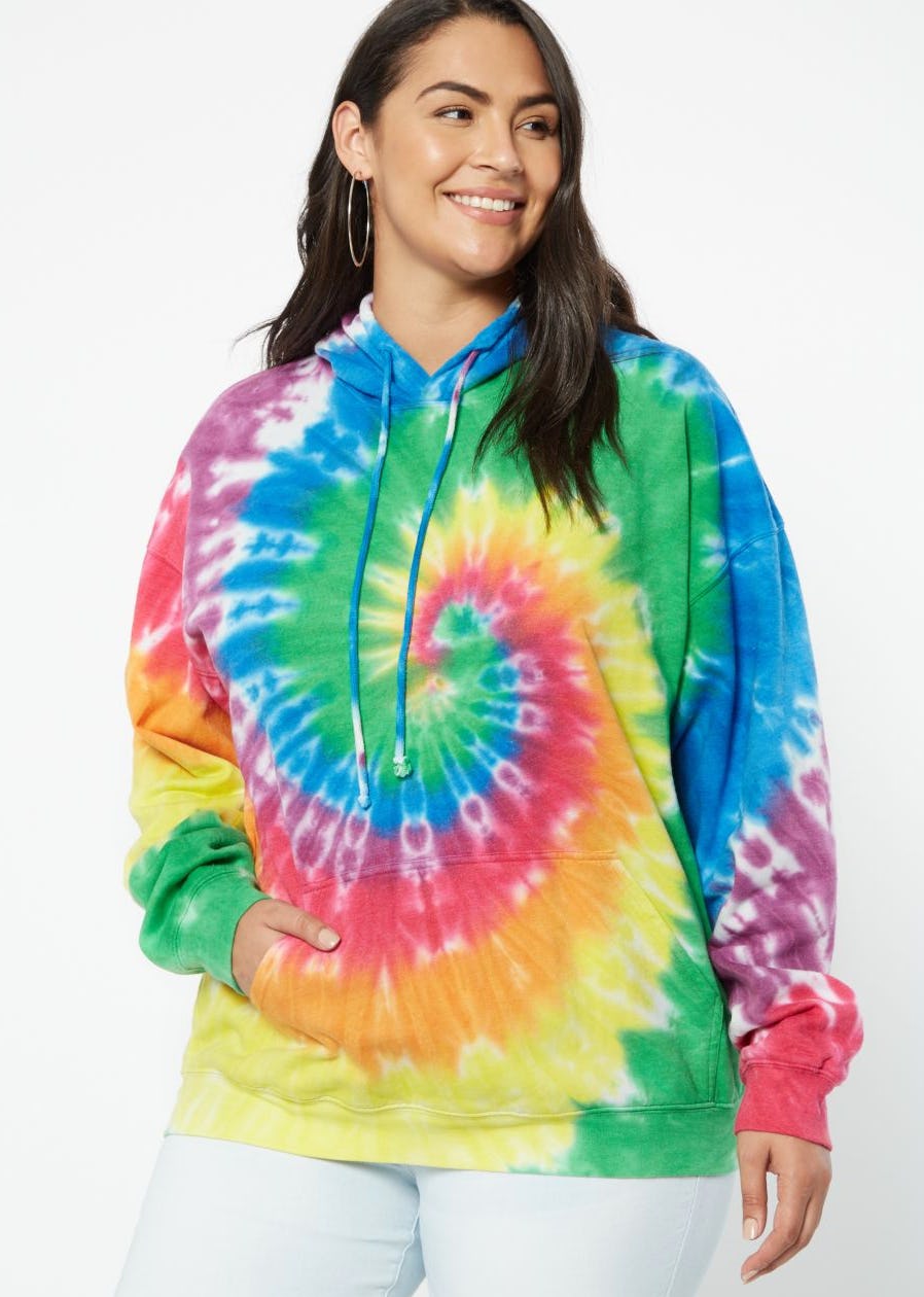rainbow spiral tie dye hoodie
