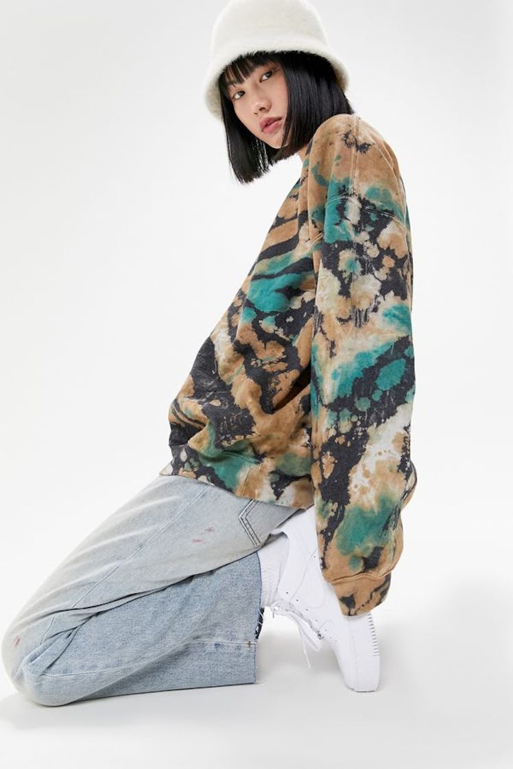 Vintage Splatter Tie-Dye Crew Neck Sweatshirt