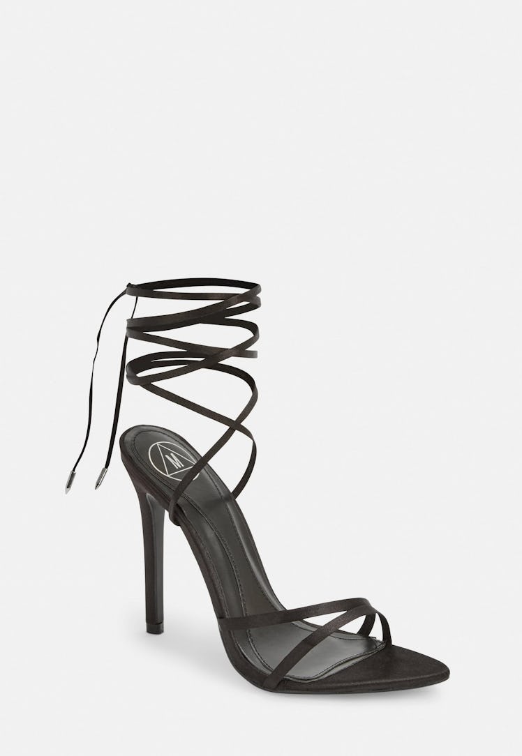 Pointed Toe Lace Up Barely There Heel