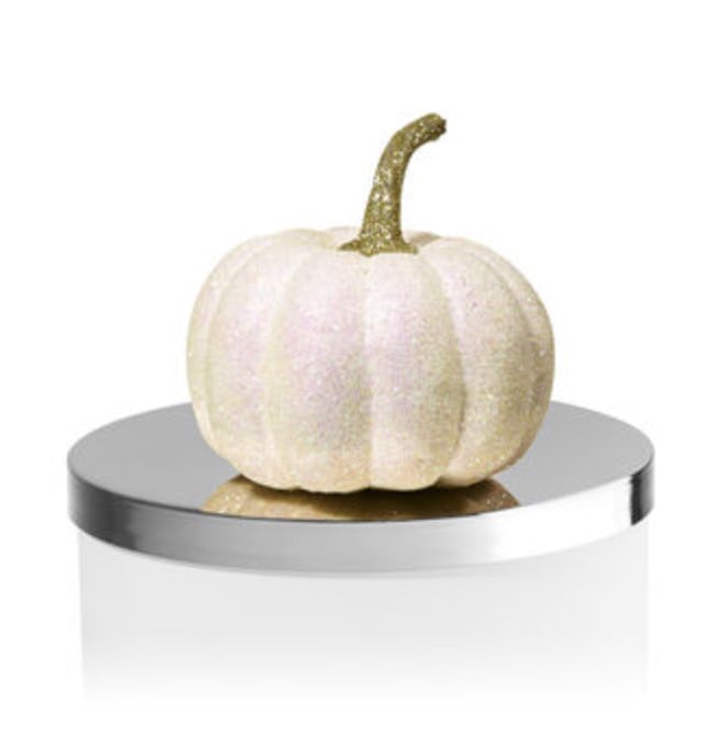 Glittery White Pumpkin Candle Magnet