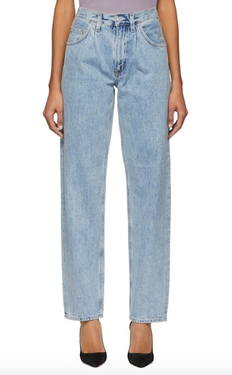 Blue Pleats Baggy Oversized Jeans