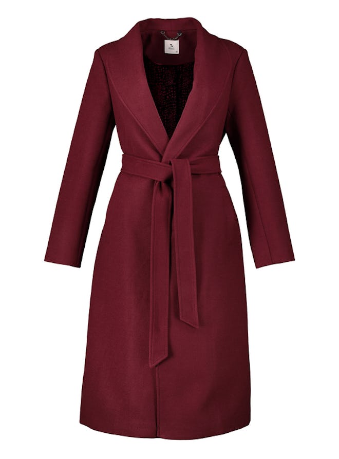 Berry Red Statement Wrap Coat