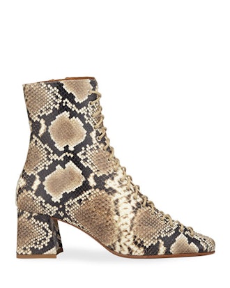 By Far Becca Snake-Print Laced Booties