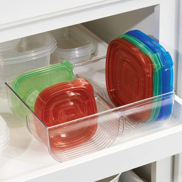 mDesign Food Storage Container Lid Organizer