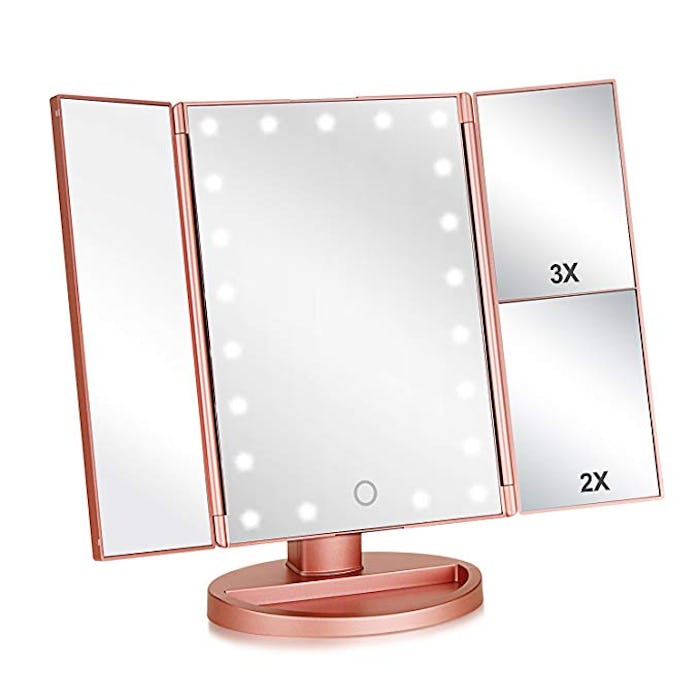 Wudeweike Tri-fold Lighted Vanity Makeup Mirror 