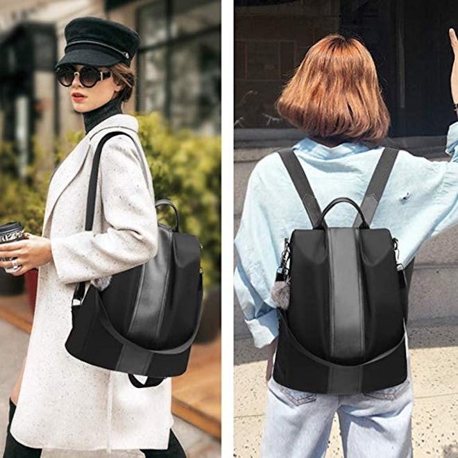 Women Backpack Purse Waterproof Nylon Anti-theft Rucksack Lightweight Shoulder Bag