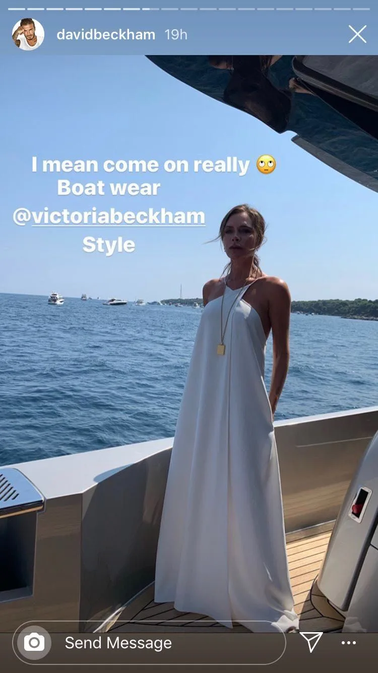 victoria beckham in white dress PSA: Beckham's Slip Is An Easy Summer Look 510 tall Model is wearing US size 4 Victoria Beckham Stuns in Plunging